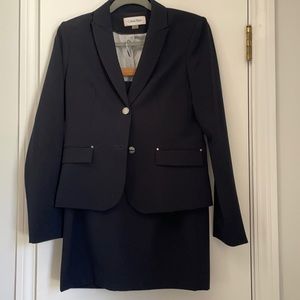 Calvin Klein navy blue blazer with matching skirt